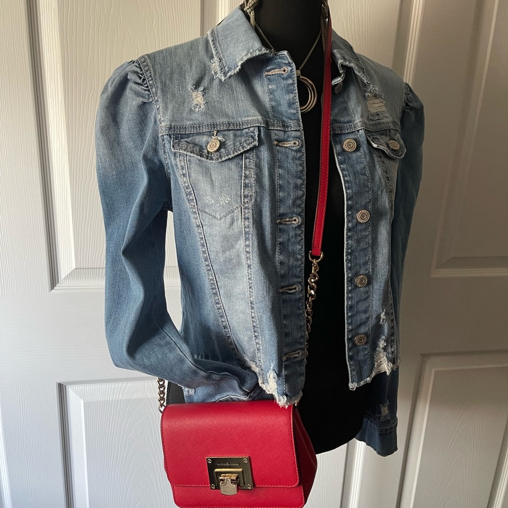 Papaya crop distress jacket small